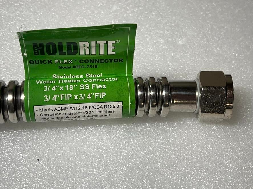 Quick Flex Water Heater Connector Stainless Steel Supply Line Hose 3/4" x 18"