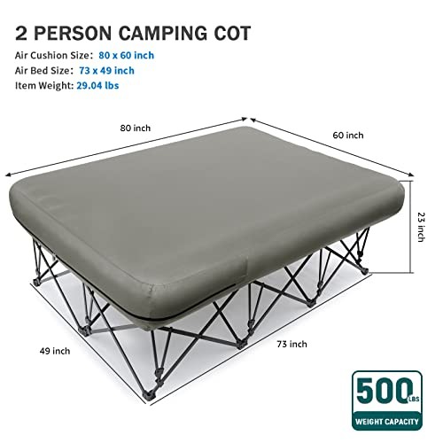 Camping Cot,Camping Cots for Adults,Folding Camping Cot with Queen Grey