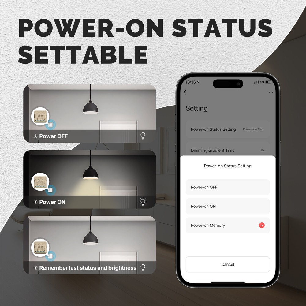 MOES WiFi Mini Smart Wall Light Dimmer Switch Module 3Way Alexa Google APP Timer