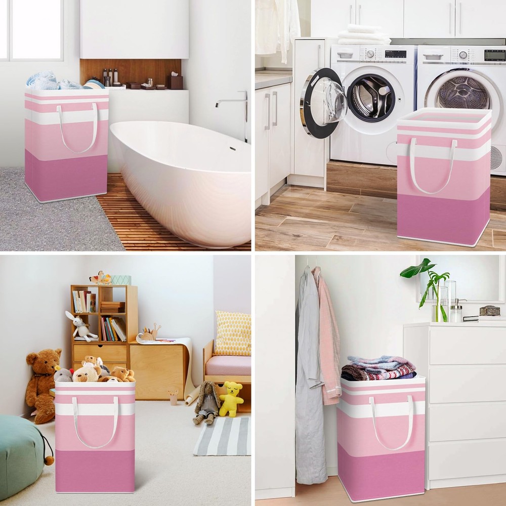 2 Pack Large Laundry Baskets, Waterproof, Freestanding Laundry Hampers, Colla...