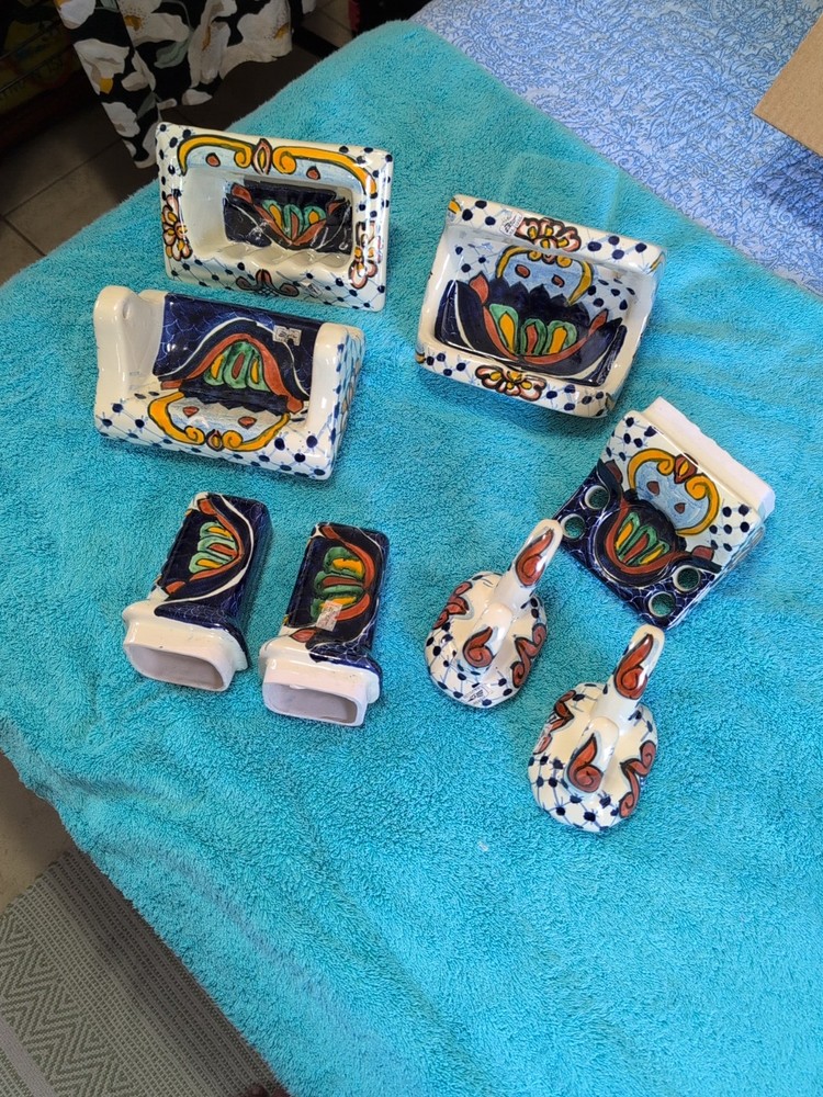 Original Hand Painted Talavera Bathroom Set