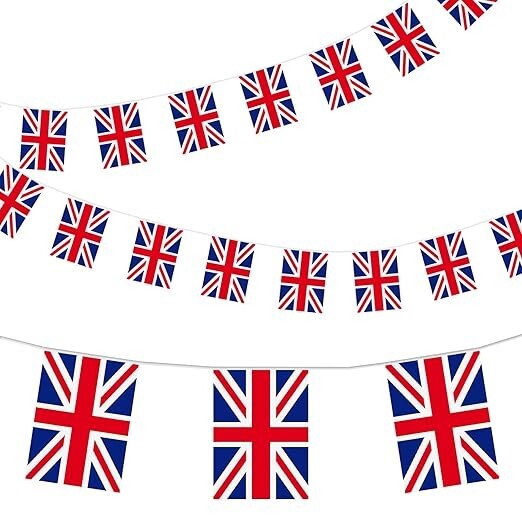 Union Jack Flag Bunting 32.8ft/30pcs British Rectangular Flag Banners String