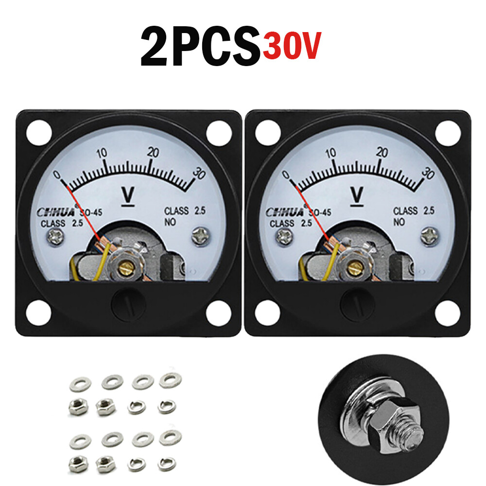 2x DC 0- 30V Analog Voltmeter Analogue Voltage Panel Meter SO45 Directly Connect