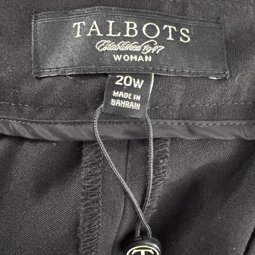 Talbots Heritage Pants 20W Black Polyester Blend Stretch Office NWT PT-2625