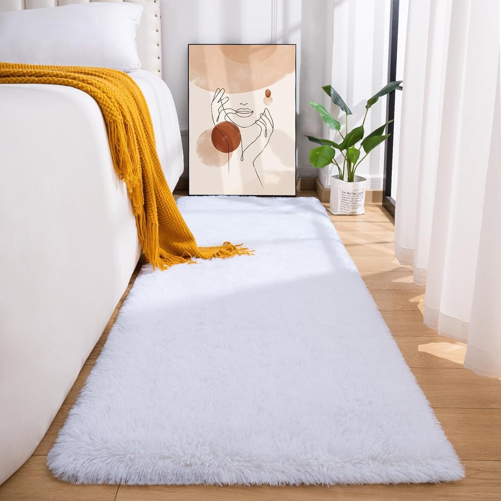 Przemy Runner Rugs for Bedroom Living 2' x 6' (Rectangular), White