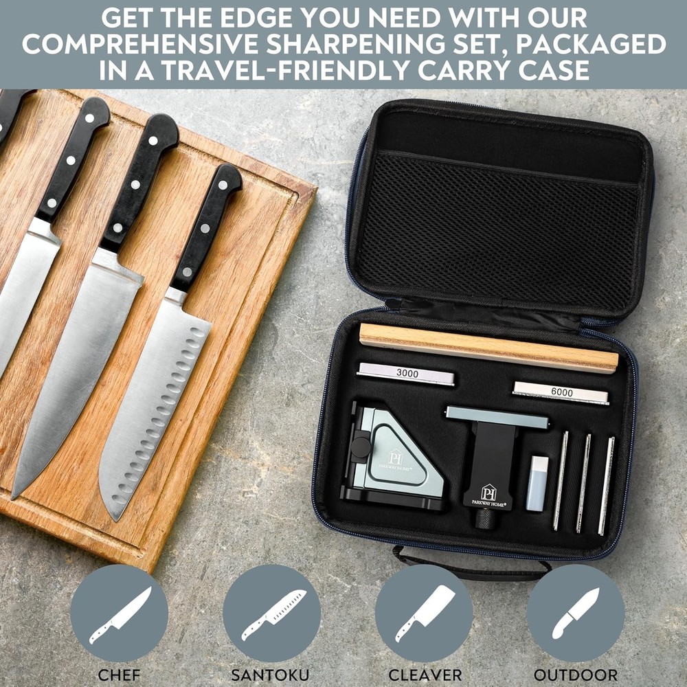 ADJUSTABLE ROLLING KNIFE SHARPENER KIT: Adjustable Height, 30 Angle Options, ...