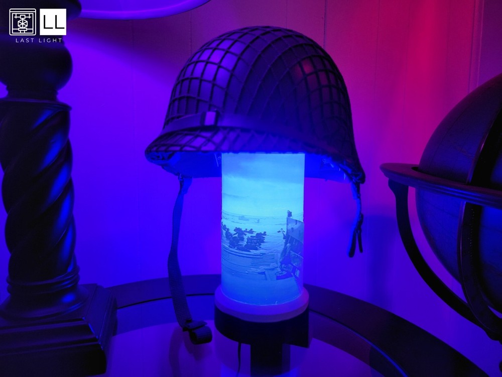 D-Day Lamp & Helmet Display - 3D Printed Lithophane - Customizable!