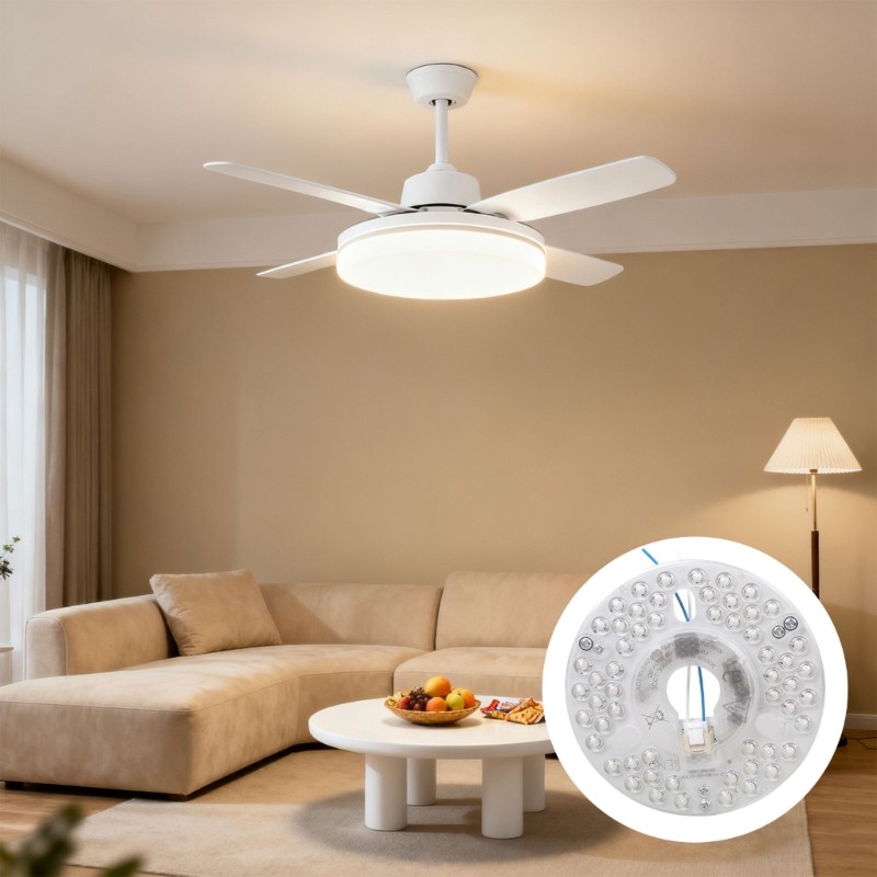 Mount Light Panel 18W 130mm PC Aluminum for Ceiling Fan Easy