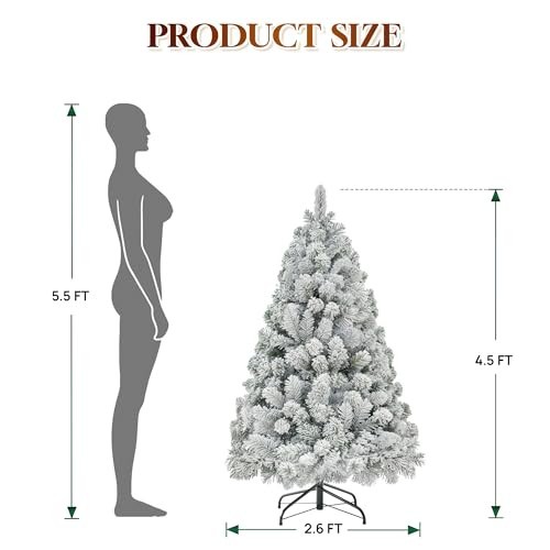 Pre-Lit Artificial Christmas Tree 4.5 ft App-Controlled Multicolor LED Foldable…