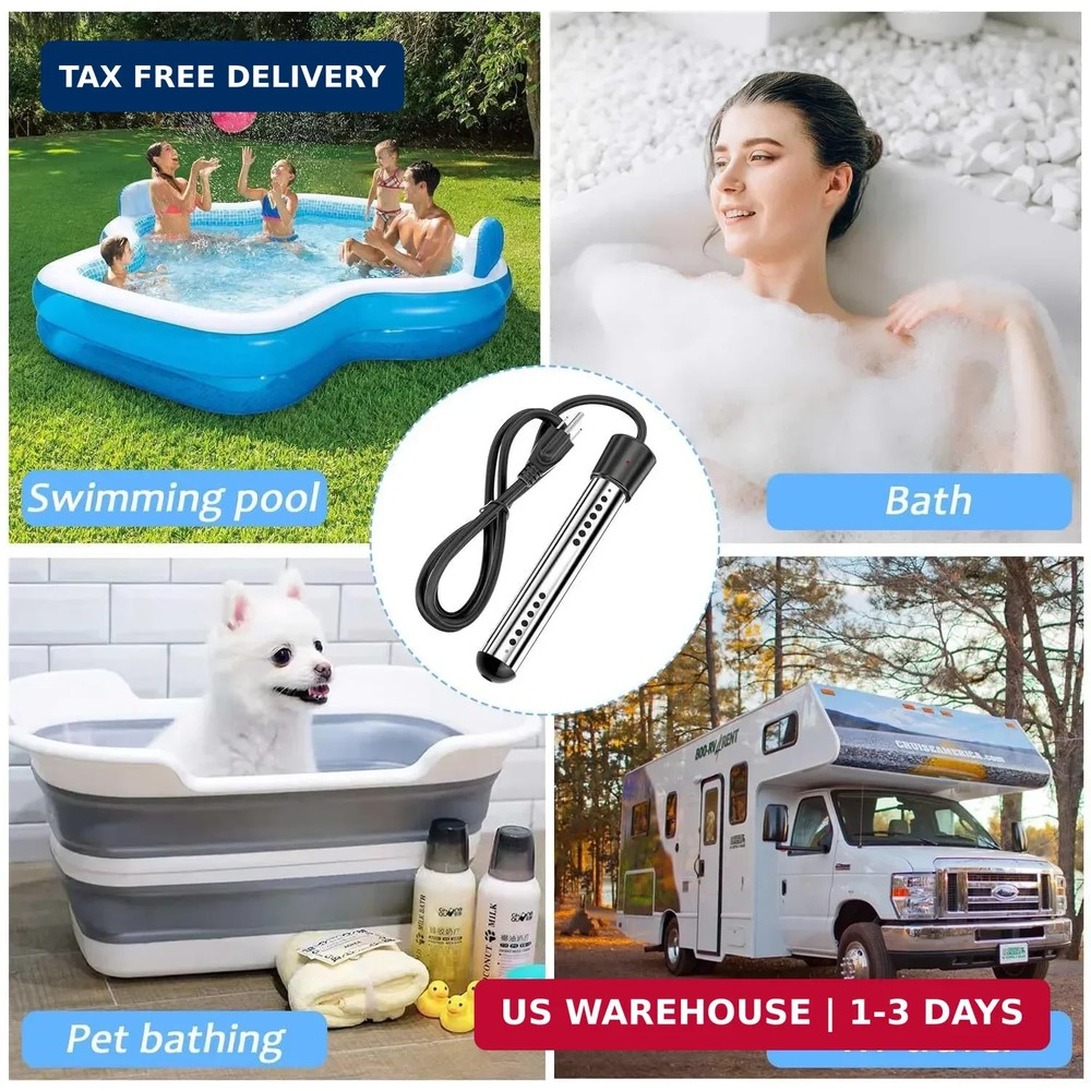 Pool Water Heater above Ground, 2000W Portable Thermostat Auto Shutoff Pool Heat