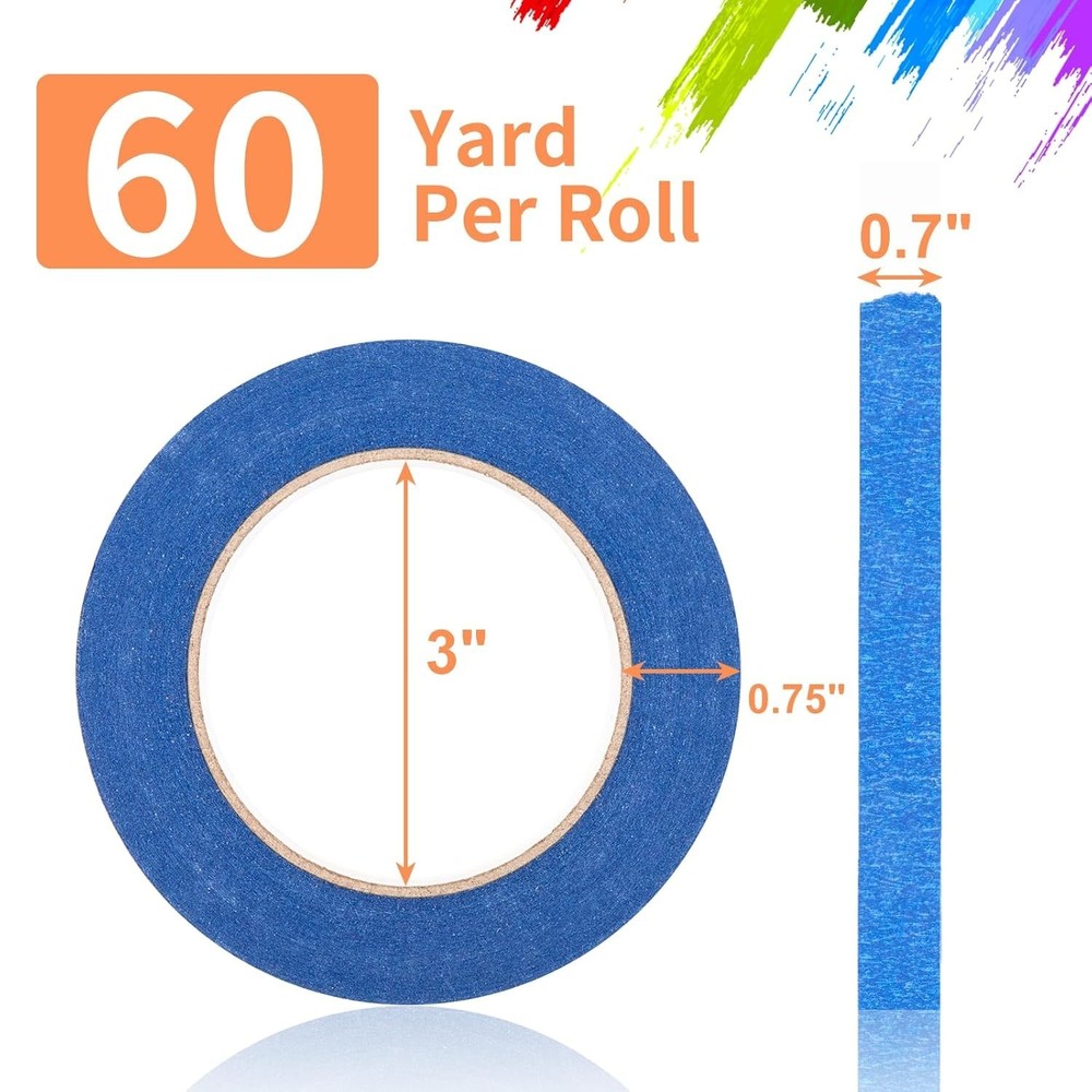 Versatile Crepe Paper Painter Tape 0.7 Inch - Clean Edges & Easy Application