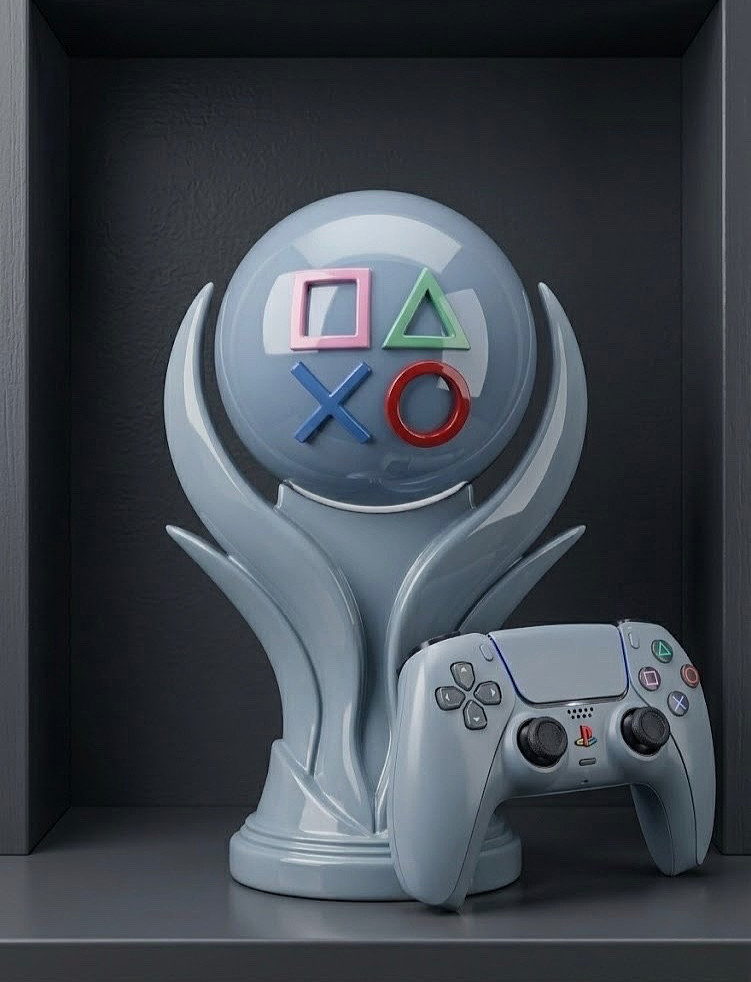 Playstation Platinum Trophy Display Piece - Anniversary Grey Edition