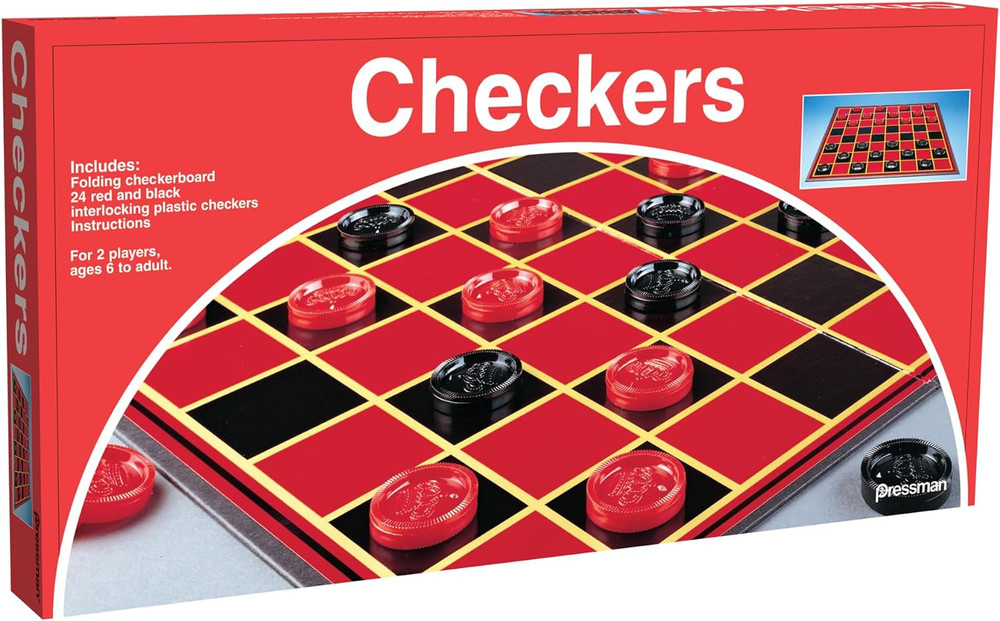 Checkers -- Classic Game with Folding Board and Interlocking Checkers, 2 Players