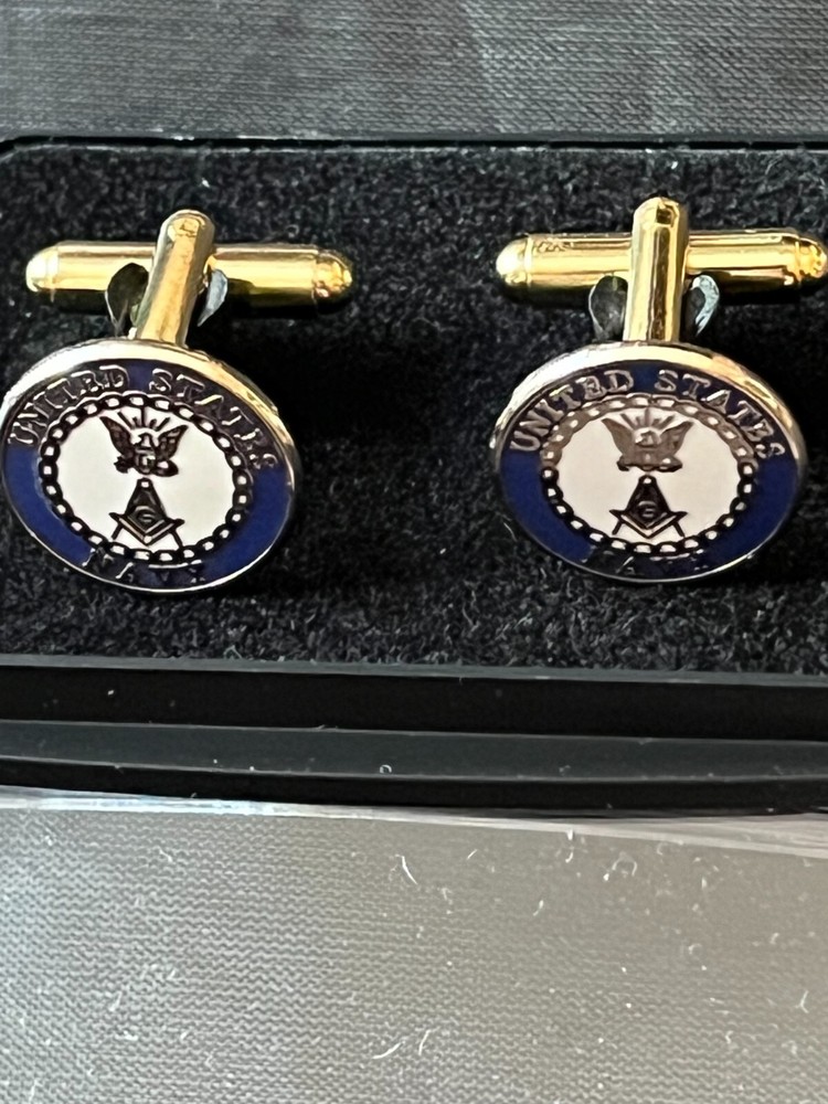 Master Mason US Navy Square Compass Cufflinks Freemasonry Fraternity NEW!