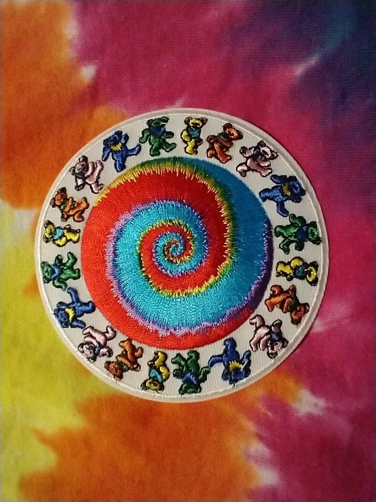 Grateful Dead Dancing Bears Spiral 3.5 Inch Iron On Patch