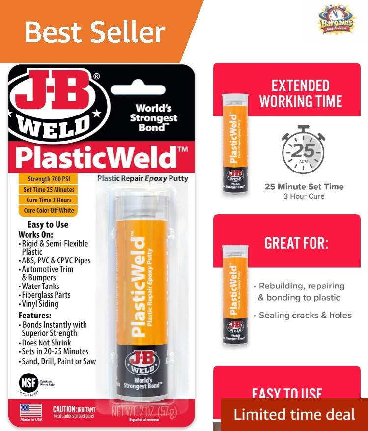 Versatile 2 oz PlasticWeld Epoxy Putty - Perfect for Home Repairs and Projects