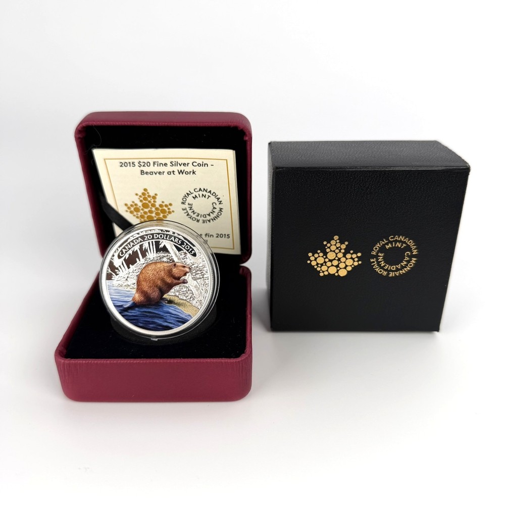 2015 Canada $20 Beaver at Work - Pure Silver Coin
