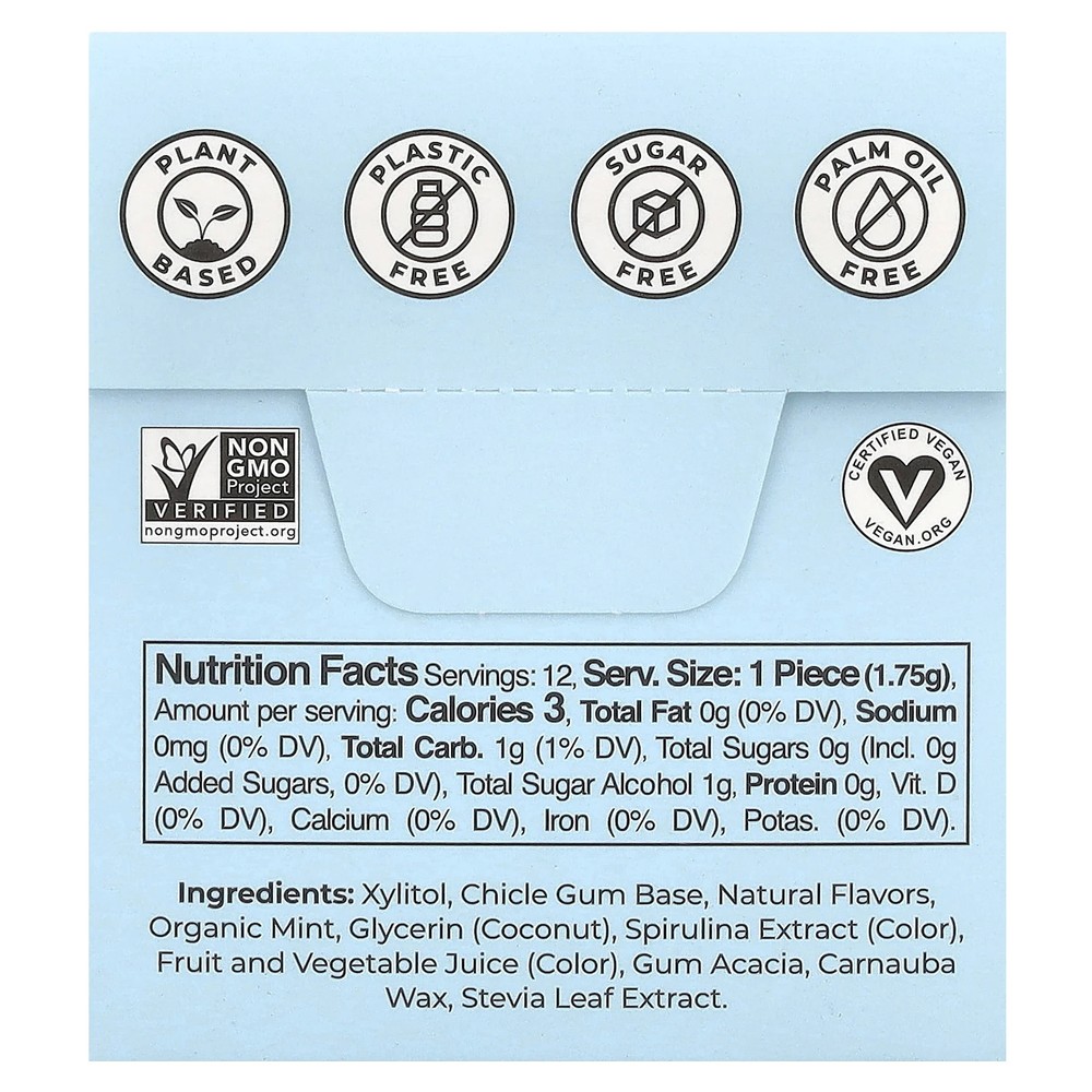 Plant-Based Gum, Peppermint, 12 Pieces