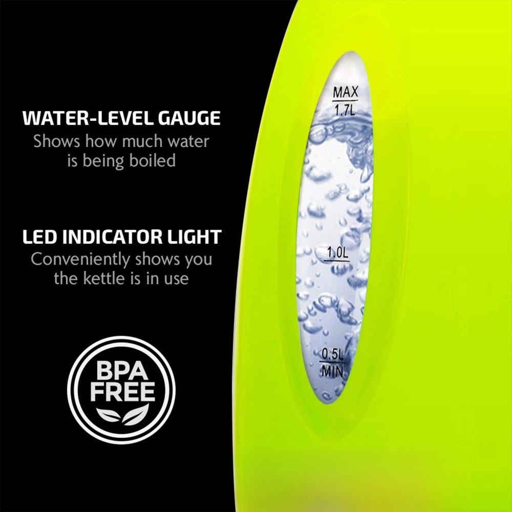 Electric Plastic Kettle - 1.7 Liters - Green