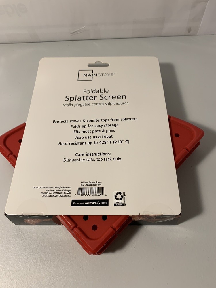 Mainstays Foldable Silicone Splatter Screen/ Trivet/ Quartered. New !!!