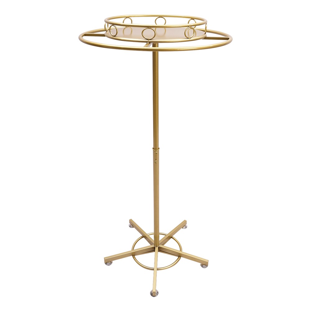 Gold Rotatable Clothing Rack - Adjustable Floor-Standing Garment Display