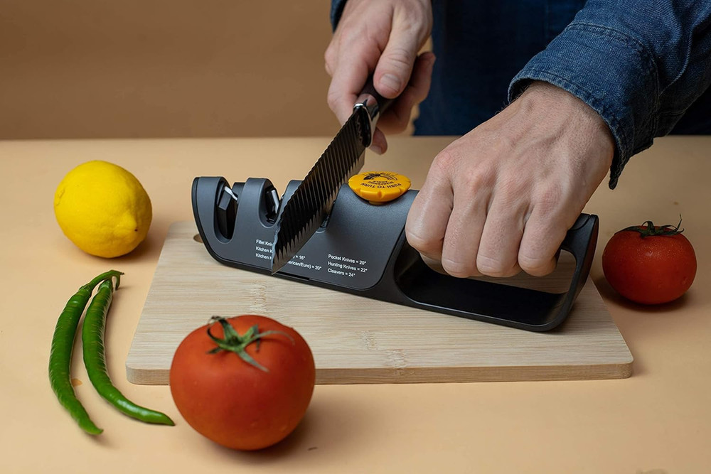 RazorSharp Knife Sharpener, Adjustable Angle, Diamond Ceramic, Non-Slip Grip
