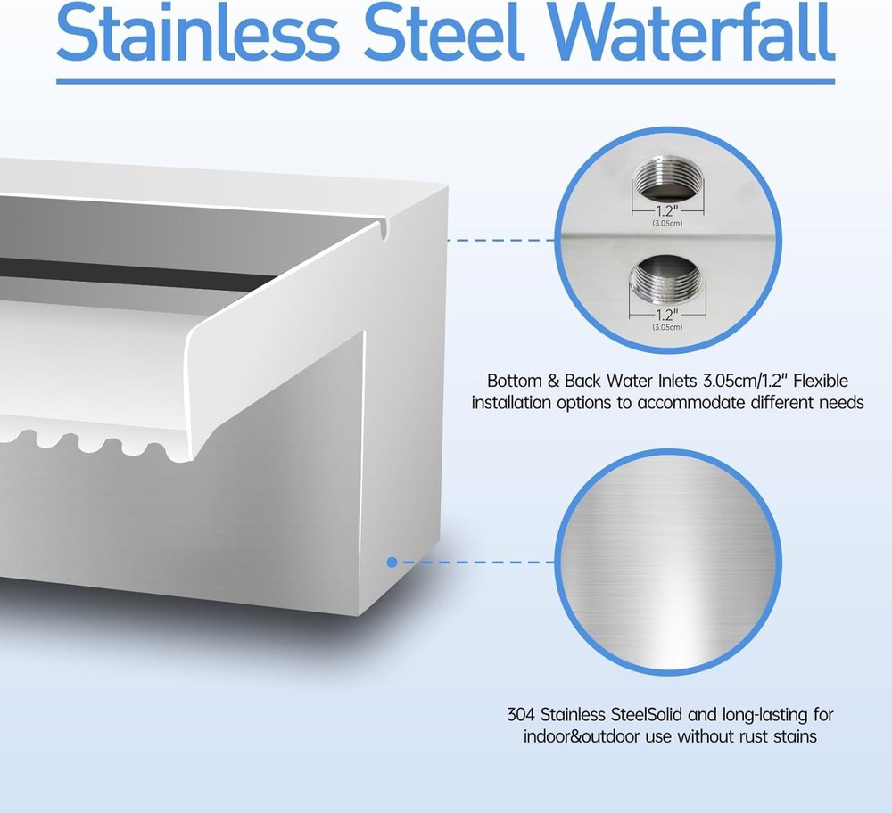 36in Pond Waterfall Stainless Steel
