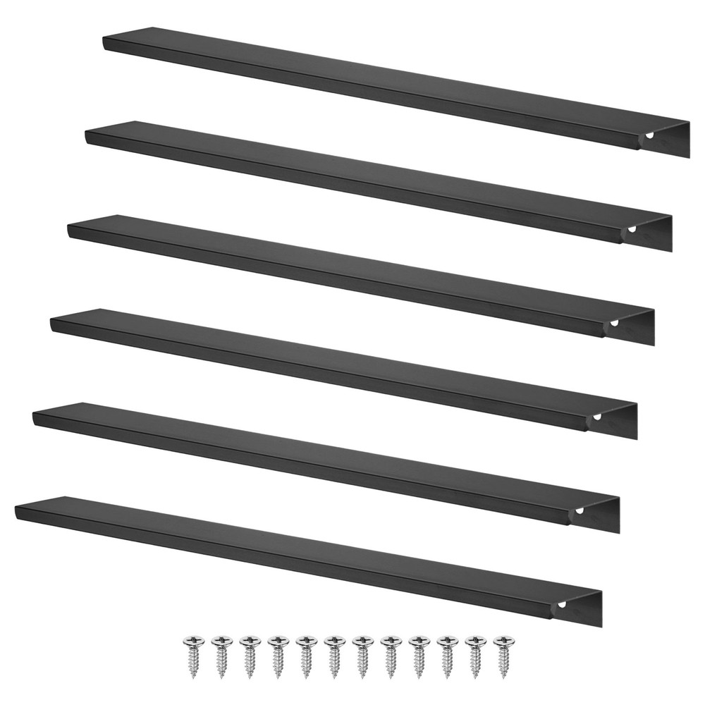6-Pack 11.81" Aluminum Cabinets Drawers Edge Pulls [Matte Black]