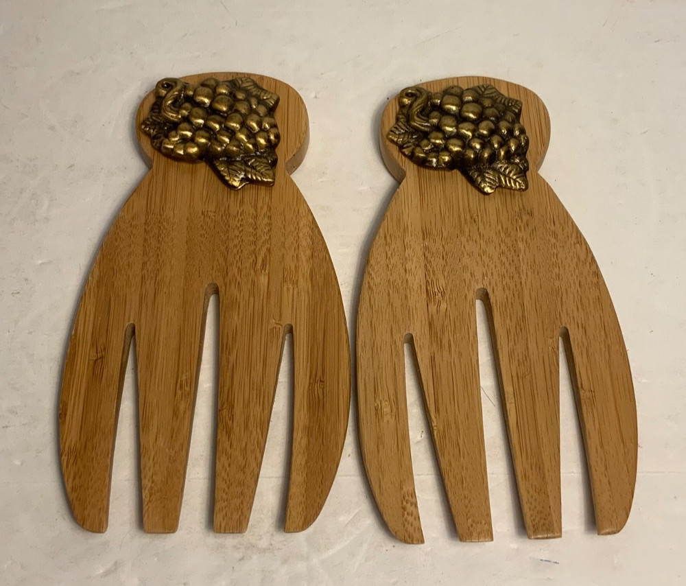 Michael Healy Bronze Cluster Sculptural Salad Server Set Signed 7 in.