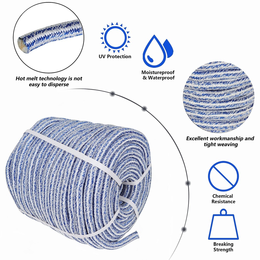 24 Strand Braid Polyester Rope 20000Lbs 3/4" × 200' Arborist Tree Rope