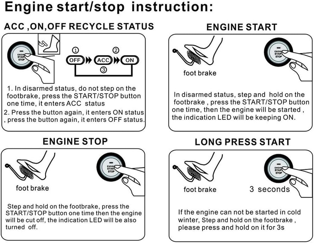 Car Alarm System RFID Push Engine Start Button & Keyless Go System for Vehicle A