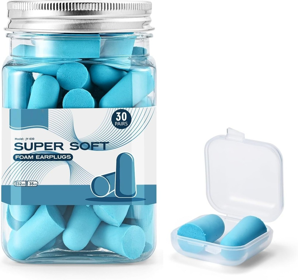 30Pair Ultra Soft Foam Ear Plugs for Sleeping, 35dB Sound Blocking Noise