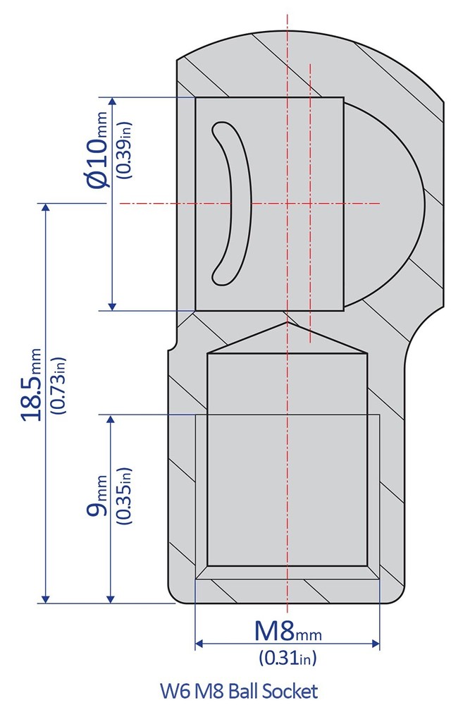Bansbach Easylift 27945 W6 M8 Ball Socket Endfitting Plastic Right Hand Thread