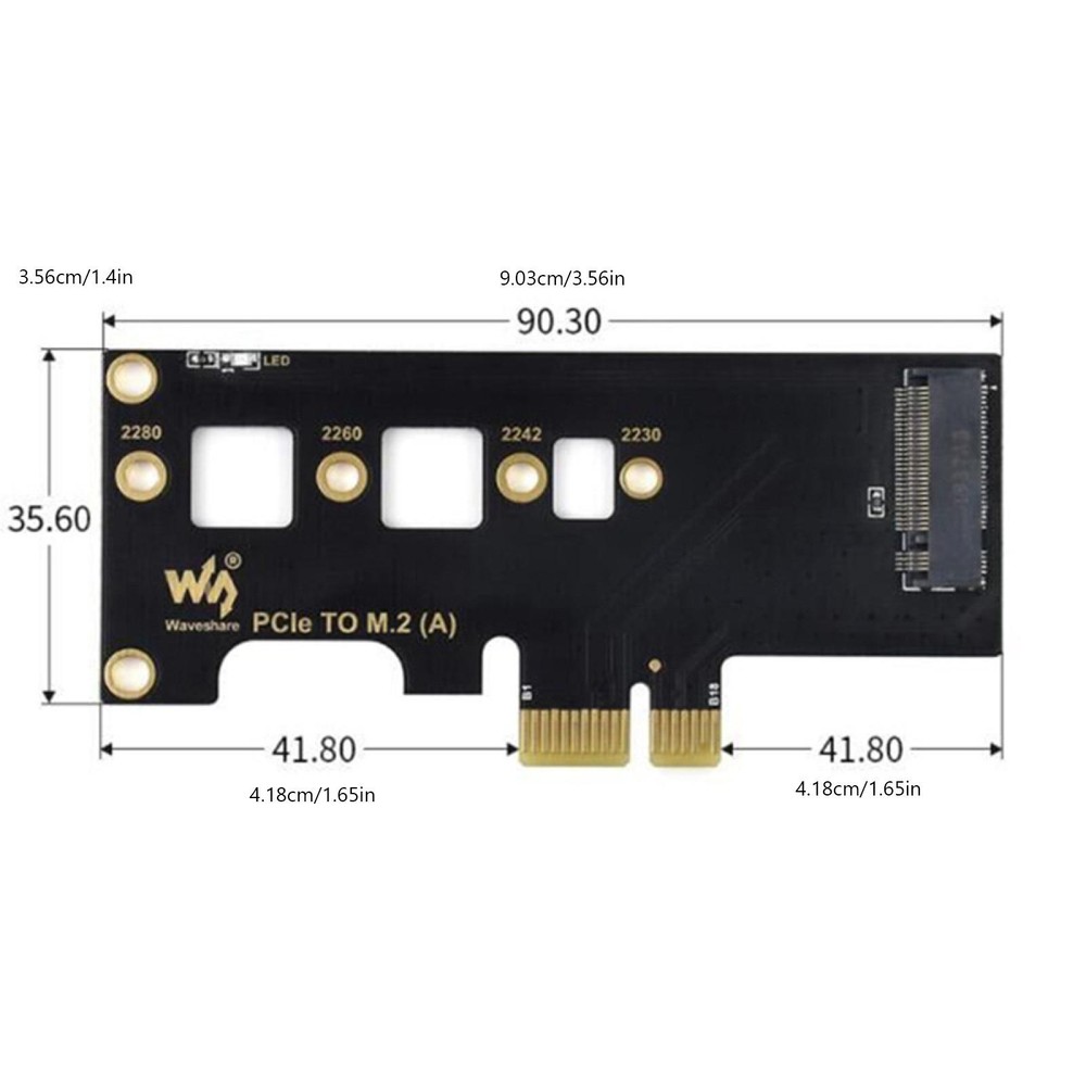 PCIe to M.2 Adapter Card with LED Light for Raspberry Pi RPI Compute Module 4 a