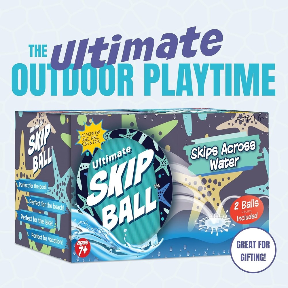 Ultimate Water Skip Balls Set - 2 Pack Vibrant Starfish Blue for Pool Fun