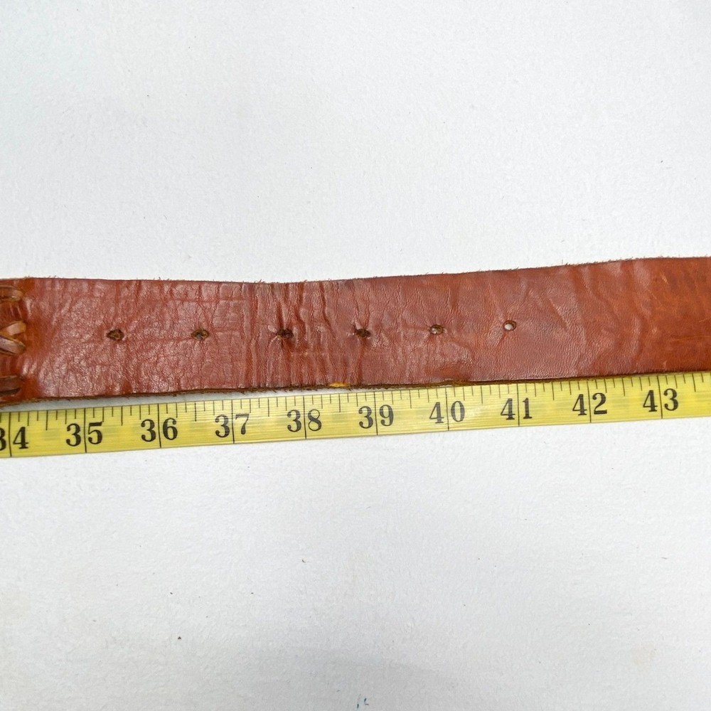 Leather Segmented Stitched Belt Unisex XL Gingerbread Brown