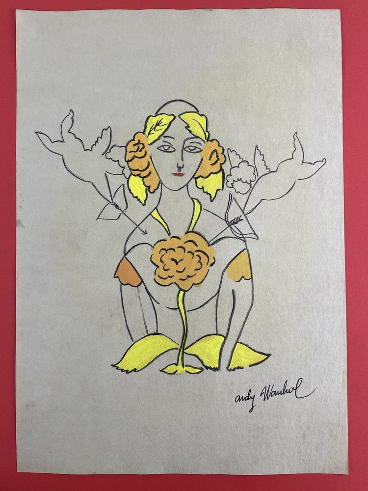 Andy warhol Drawing on paper (Handmade) signed and stamped