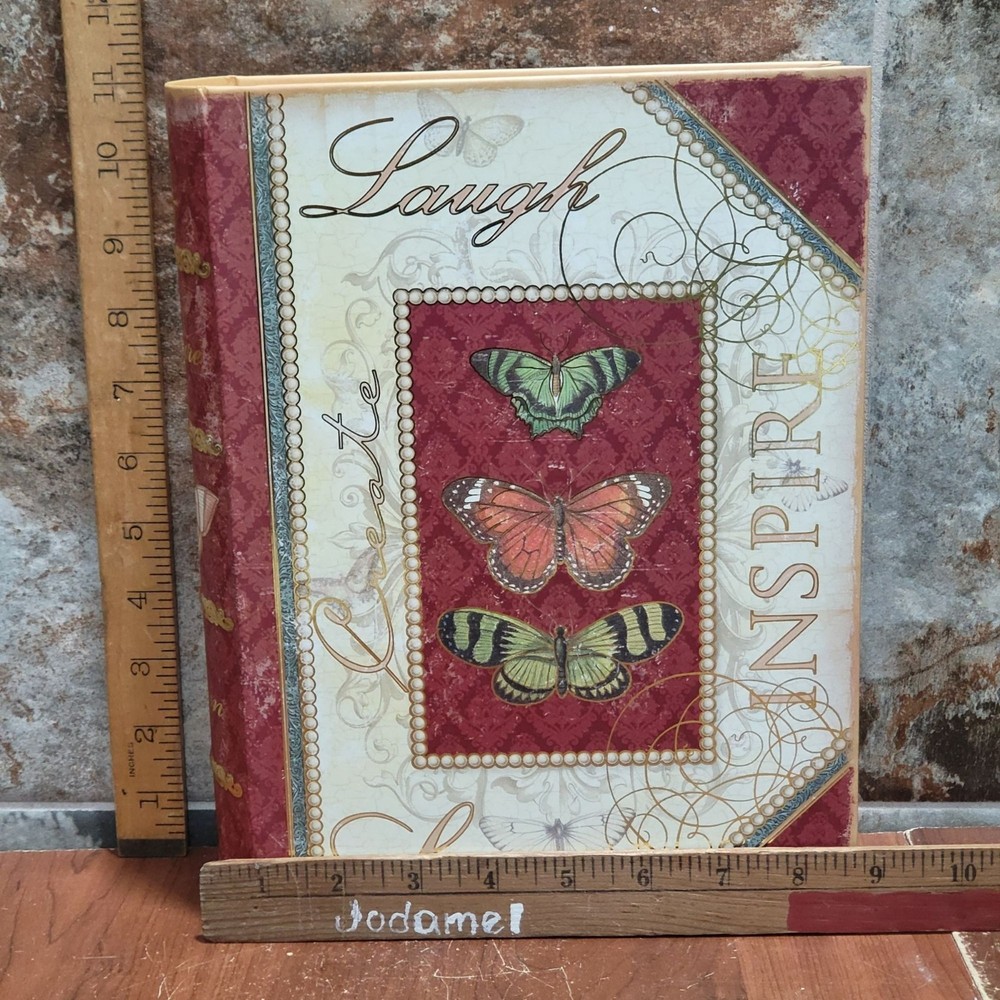 Faux False Book Storage Box Butterfly Theme Create Laugh Love Inspire