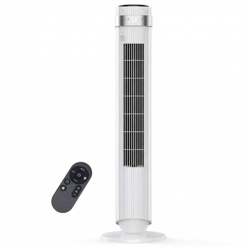OLIXIS Tower Fan for Bedroom, 28dB Quiet Floor Standing 35 Inch, White