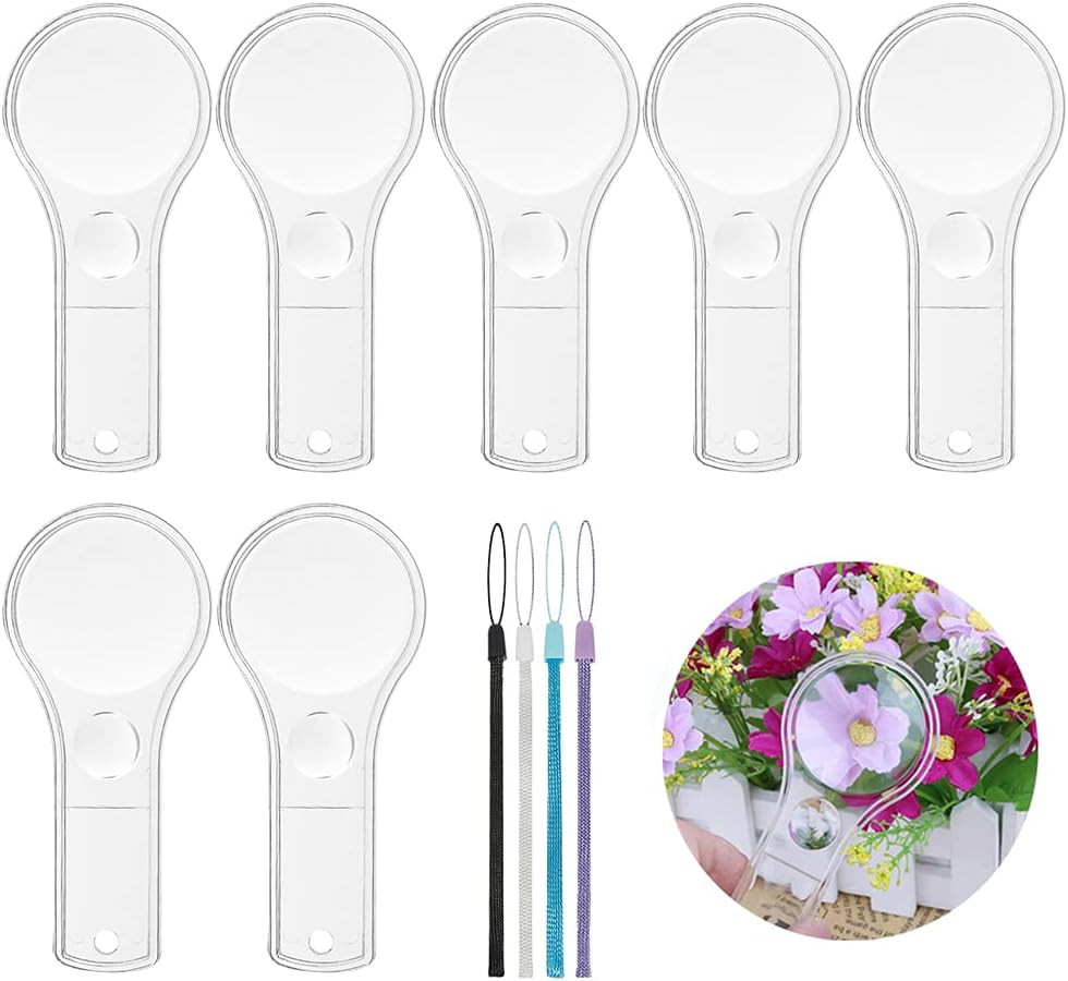 24 Pack Plastic Magnifier, Mini Magnifying Glass 5X and 15X Handheld Reading for