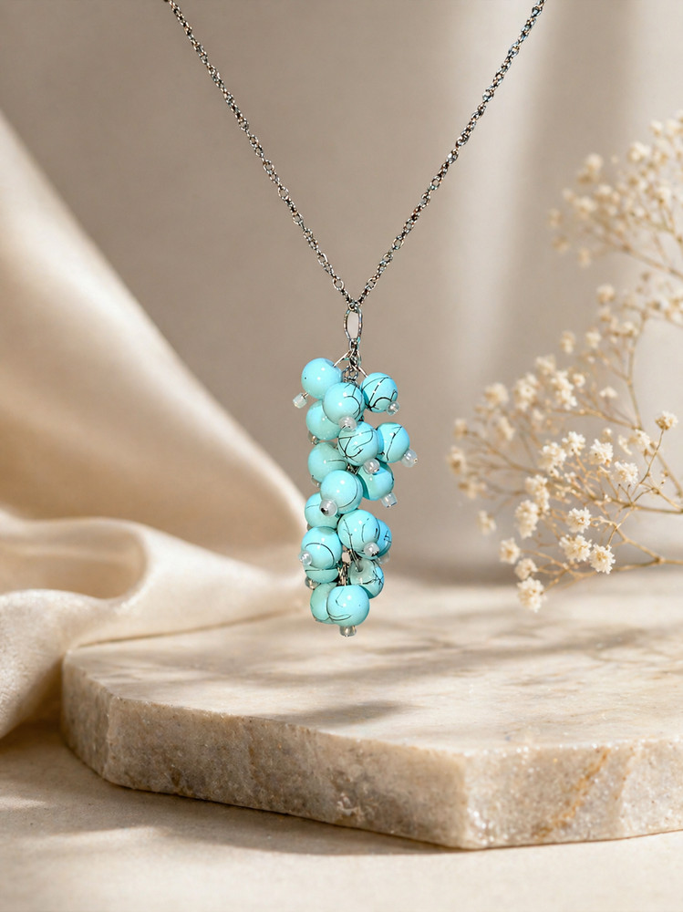 Celeste Aqua Grape Vine Necklace