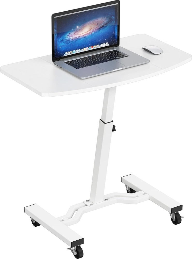 Versatile Mobile Rolling Cart - Height Adjustable White Dining or Office Use
