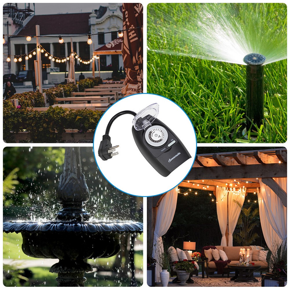 2 Pack Outdoor Programmable Timer Waterproof 24 Hour for Holiday Lighting