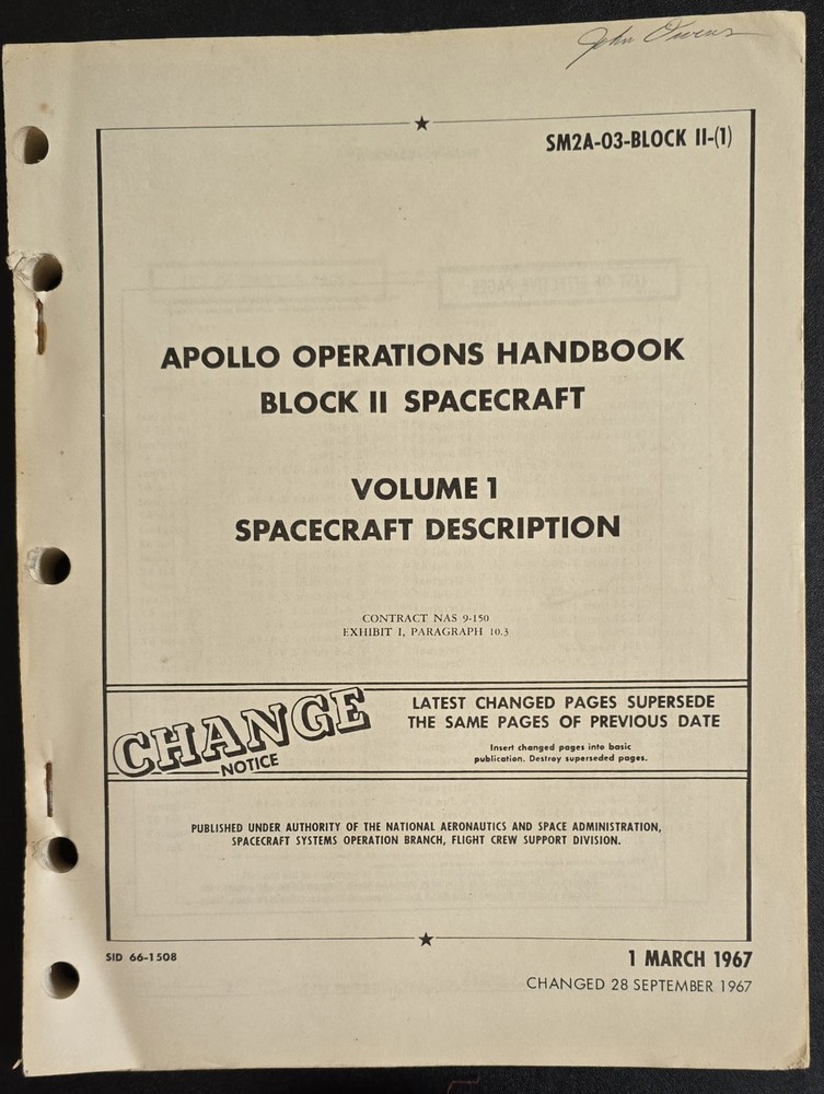 APOLLO SPACECRAFT NASA ROCKET FLIGHT MOON OPERATIONS HANDBOOK AMERICAN HISTORY