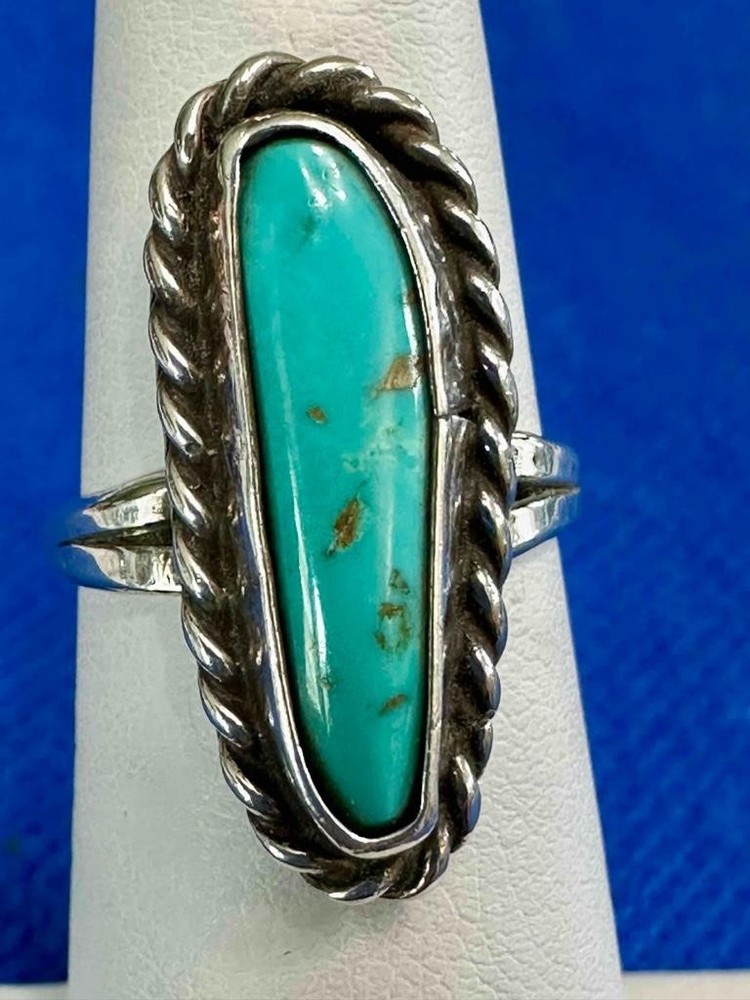 Southwest Native Sterling Silver & Turquoise Ring  Sz. 4.25