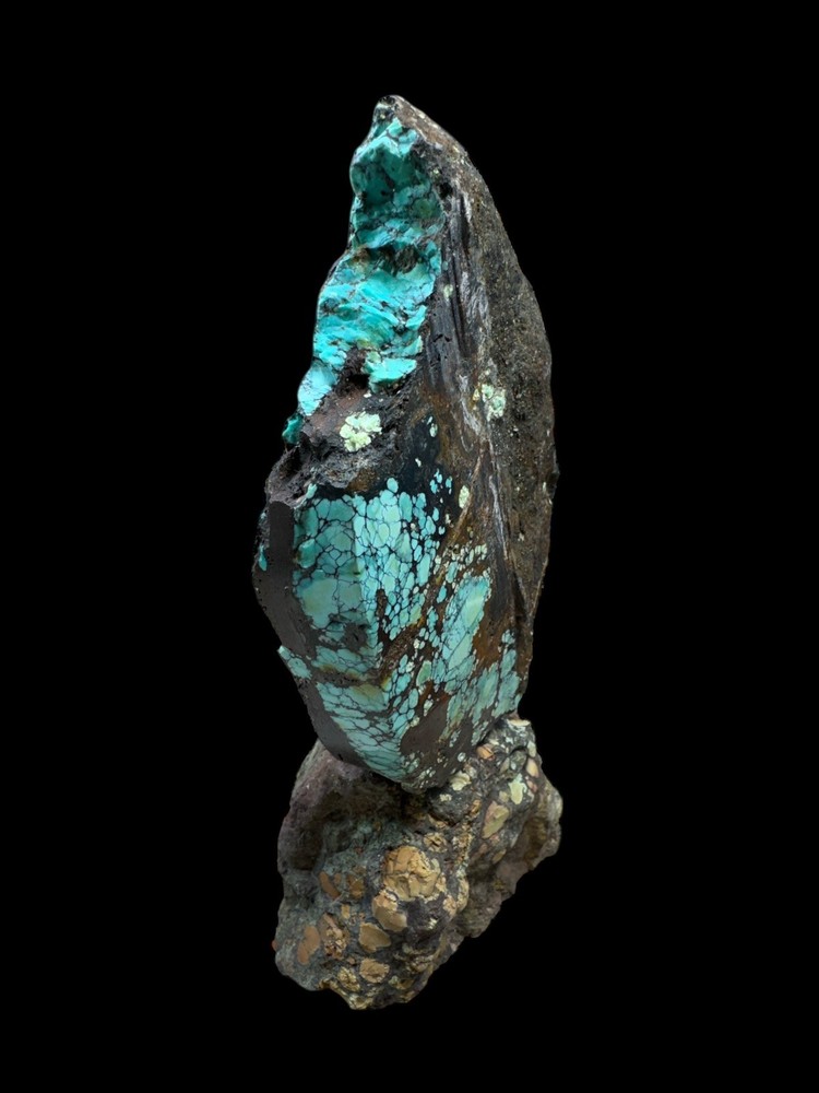 Hubei turquoise rough , solid spiderwebs nuggets in multi colored