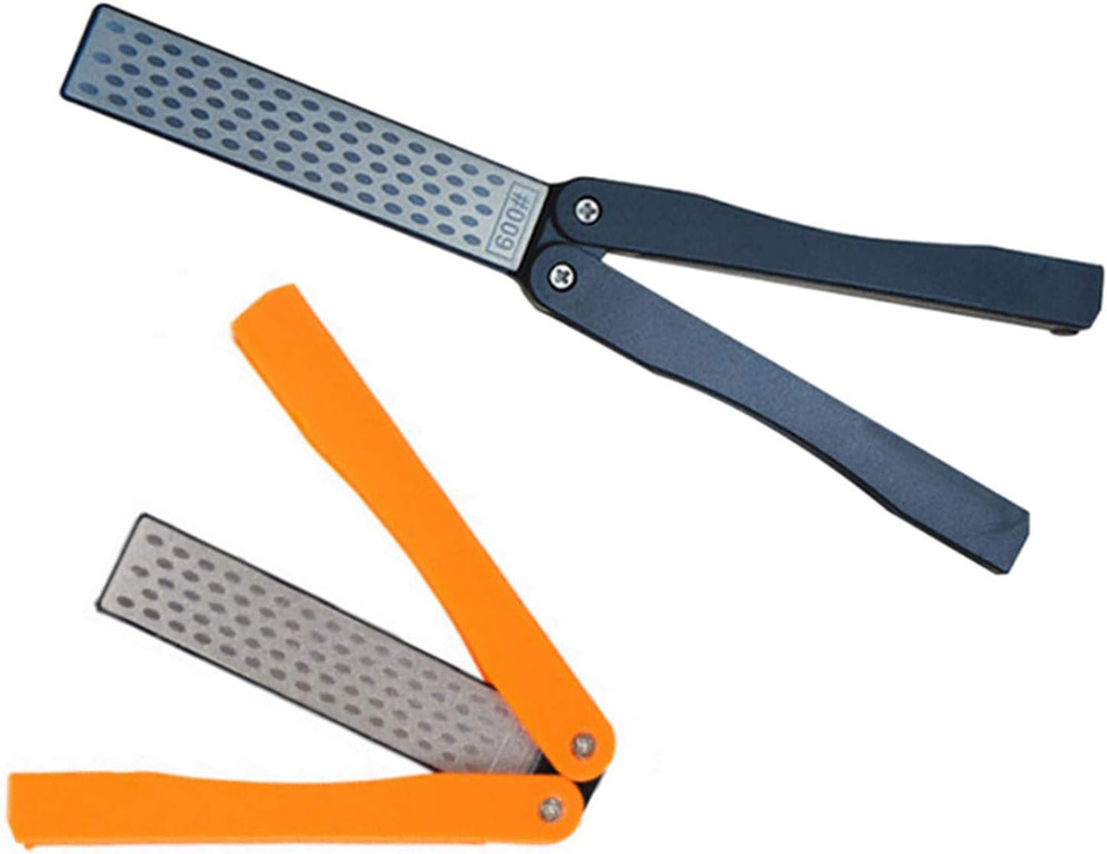 2 Pcs 400/600 Grit Portable Handheld Double Sided Sharpener Pocket Diamond Knife