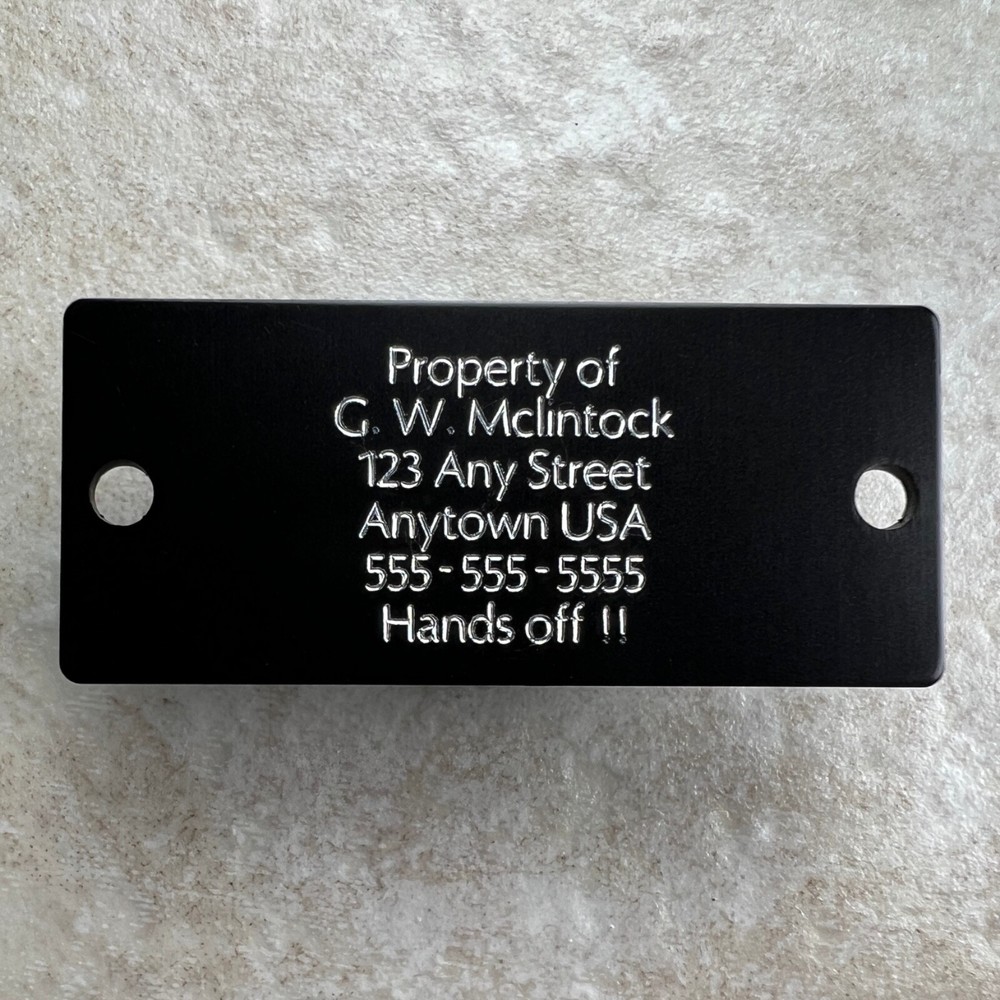 Custom Engraved Tags Personalized NAME PLATE ID Tags Black Gold Nameplate MEDIUM