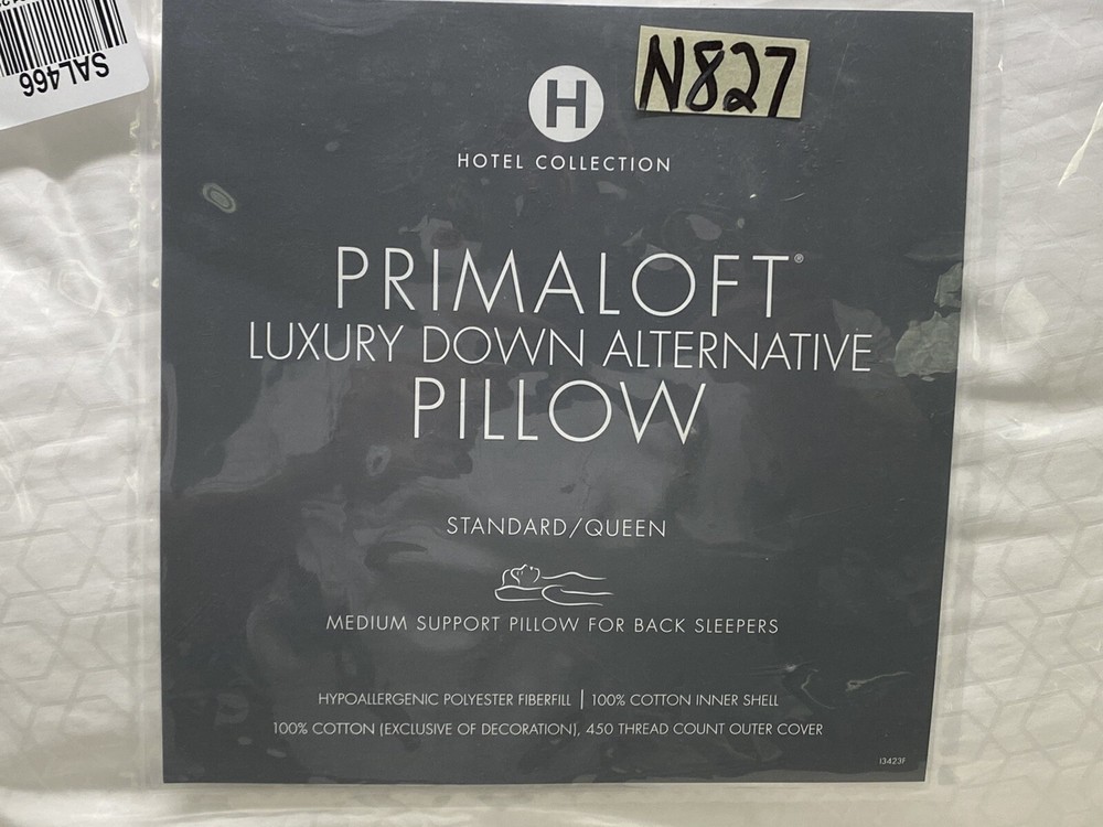 Hotel Collection Primaloft 450TC Luxury Down Alternative Medium Pillow Standard