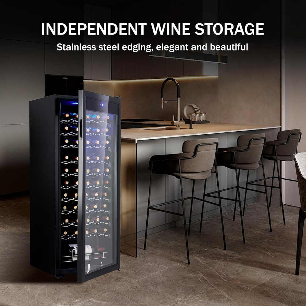 Wine Cooler - 55 Bottle Compressor Refrigerator with Digital Temp Control, Lock,